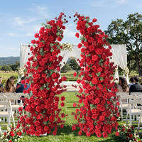 Arche florale élégante pour mariage, rangée de roses artificielles pour décoration de scène extérieure, toile de fond de mariage, décoration d'événements