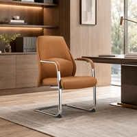 Chaise de bureau de direction à dossier haut, chaise de conférence moderne avec base en glissière chromée et accoudoirs rembourrés