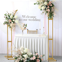Arche de mariage en métal de haute qualité, ensemble de 2 pièces, design floral doré pour la décoration de la scène de mariage, support d'arche de mariage
