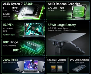 Nuevo Portátil <span class=keywords><strong>Ryzen</strong></span> Core <span class=keywords><strong>AMD</strong></span>-R7-<span class=keywords><strong>6800H</strong></span> de 15.9 Pulgadas con Resolución 2.5K, Portátil Todo Terreno para Negocios y Juegos, Hardware de Computadora con Carcasa de Metal - Product Image 2