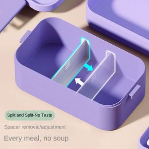 Office Workers and Students High-Quality Appearance <b>Large</b> Capacity Microwaveable Partitioned Plastic Lunch <b>Box</b> With Tableware - Product Image 4