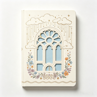 Carnet A5 personnalisé à couverture rigide, motif floral doré, avec fenêtre gothique évidée, cadeau de luxe