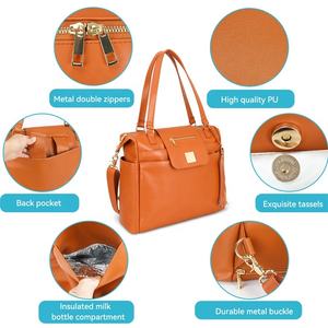 <span class=keywords><strong>Sac</strong></span> fourre-tout en cuir végétalien PU souple personnalisé de haute qualité grande capacité 11 poches trois mode bohème étanche pour maman été - Product Image 4