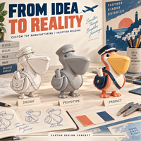 Figurines de courrier Pelican moulées par injection personnalisées, jouets de créateur en forme d'oiseau, fabricant OEM