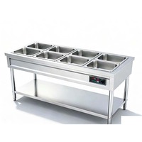 Comptoir de maintien au chaud des aliments commercial, conservation de la chaleur 24h, table de présentation d'aliments chauds en acier inoxydable 201