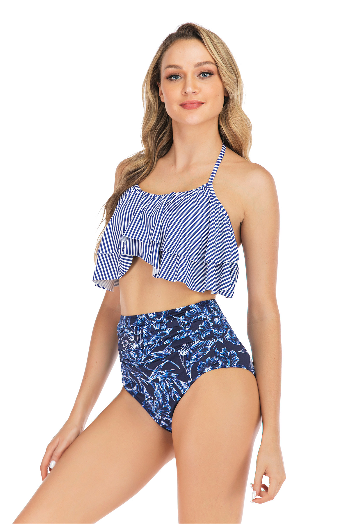 Summer fashion style Ladies sexy bikini set beach cover up swimwear 2021 for women strip printed