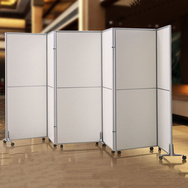 Foldable Office Partitions Mobile Room Divider Movable Privacy Partition Screen Panel with Wheel