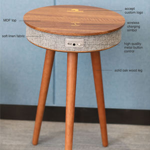 Đa Chức Năng Giường Bằng Gỗ Bên Con Người Đèn Cảm Ứng Điện Thoại Không Dây Sạc Màu Xanh Răng Bảng Loa Với Đèn Ban Đêm - Product Image 4