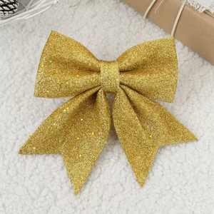 โรงงานผลิตเครื่องประดับโบว์ติดต้นคริสต์มาสสีทองแบบเป็นมิตรกับสิ่งแวดล้อม ขายส่งของตกแต่งสำหรับงานปาร์ตี้วันหยุด - Product Image 5