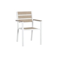Ensemble de mobilier de jardin AJUNION en plastique et bois, structure en aluminium, mobilier d'extérieur, table à manger carrée et 4 fauteuils