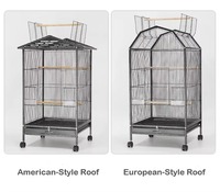 Vente en gros de petite volière moderne en fer massif thermolaqué, respirante, pour oiseaux de compagnie, perroquets, avec toit, cage de reproduction intérieure/extérieure