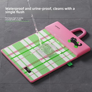 แผ่นรองนอนสำหรับสัตว์เลี้ยงแบบกันน้ำสำหรับฤดูร้อน  สำหรับสุนัขและแมว  แบบสองด้าน ระบายอากาศได้ดี พับเก็บได้ ลายสก็อต  บรรจุใยฝ้าย PP - Product Image 2