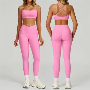 Completi fitness da <span class=keywords><strong>donna</strong></span> europei e americani a vita alta, modellanti, altamente elasticizzati, con vita incrociata, aderenti, per yoga estivo - Product Image 3