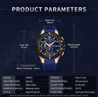 Montre chronographe sport pour homme, quartz, multifonction, étanche, avec bracelet en silicone et affichage de la date
