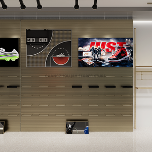 Présentoir mural personnalisé pour chaussures de sport, en métal noir, pour magasin de chaussures, design intérieur de boutique de baskets - Product Image 2