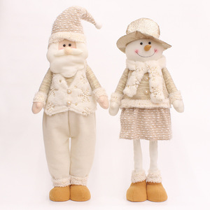 Santa Claus And Snowman Doll <b>Figure</b> 80cm Gold Fabric Retractable Indoor <b>Christmas</b> Decoration - Product Image 5