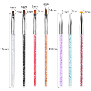 7pcs Diamond Acrylic Handle Nail Brush <b>Set</b> Soft Nylon Hair Glitter Powder Gel Painting Manicure Salon Nail Art Brush <b>Set</b> - Product Image 2