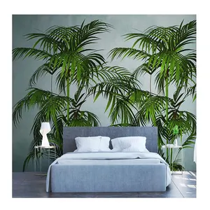 KOMNNI Tamanho Personalizado Tropical Planta Verde Folha de Banana Mural Decoração Para Casa Papel De Parede Moderno Para Quarto Casca E Vara Mural De Parede