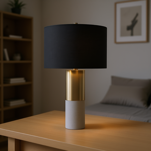 Lámpara de Mesa Moderna de Estilo Industrial, Base de Metal con Pantalla de Tela Negra, LED, Funciona con Batería, Decoración para el Hogar, Oficina, Dormitorio, Estudio - Product Image 2