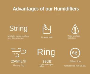 Humidificadores de aire ultrasónicos dobles 4L para humidificador de niebla fría para el hogar del dormitorio - Product Image 6