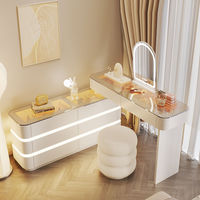 Coiffeuse en Bois Massif, Sensation Premium, Style Moderne Minimaliste, Nouveauté 2025, Commode à Tiroirs Intégrée, Meuble de Rangement, Miroir de Maquillage