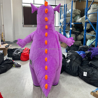 Funtoys personnalisé géant gonflable bleu Barney mascotte Costume dragon peluche Fursuit dinosaure avec lunettes drôle costume pour adulte