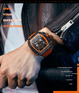 นาฬิกาข้อมือผู้ชาย MINI FOCUS 0399G รุ่นยอดนิยม ดีไซน์ทรงถังไวน์ สายซิลิโคน กระจกโค้งไล่เฉดสี หน้าปัดโปร่งใส นาฬิกาควอตซ์ - Product Image 6