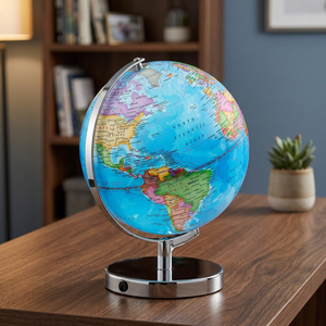 Traditional Desktop <b>Globe</b> 13-Inch Rotating World Map Educational Use Metal Base for Kids and Home Decor - Product Image 4