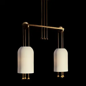 Benutzer definiertes modernes Design Hotel Kupfer Kronleuchter Beleuchtung Massiv Messing Weiß Milchglas Hängelampe Pendel leuchte