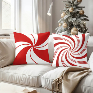 Подушки с узором в виде витых конфетных палочек для Рождества, праздничный декор для гостиной и дивана. - Product Image 4