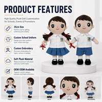 Poupée en peluche personnalisée de 35 cm pour uniforme scolaire, cadeau souvenir de remise de diplôme, OEM ODM