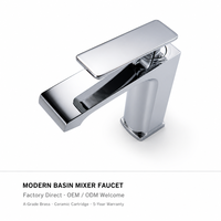 Robinet Mitigeur Moderne Monotrou en Laiton pour Lavabo, Cartouche Céramique, Vente en Gros pour Hôtels et Appartements, OEM ODM