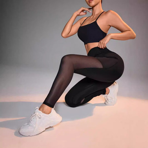 Leggings de yoga pour femmes avec empiècements en <span class=keywords><strong>mesh</strong></span>, pantalons de course et de cyclisme respirants, leggings de sport, vêtements de sport, taille haute, été - Product Image 4