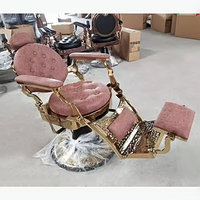 Fauteuil de Barbier Coiffure Mobile Vintage Rose pour Homme et Femme, Liquidation Simple à Prix Abordable, Fournitures de Salon Bronze Rétro