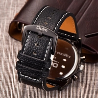 Montres pour hommes Oulm 9315, grande taille, décontractées, bracelet en cuir, montres-bracelets pour hommes, trois fuseaux horaires, montre de sport de plein air, Reloj Hombre