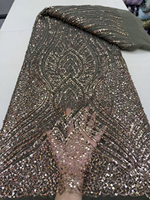 NI.AI Grande dentelle filet rouge perlée avec sequins et perles pour robe de mariée femme LY6346
