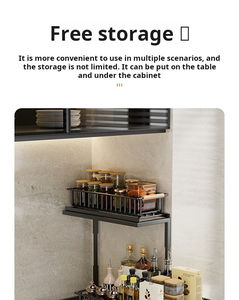 2 packs de plateaux coulissants pour armoires de cuisine à poignée en bois, à 2 niveaux réglables <span class=keywords><strong>sous</strong></span> l'évier, pour le rangement des épices et des fournitures de nettoyage. - Product Image 2