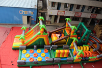 Parc de jeux gonflables commercial à thème, aire de jeux extérieure, parcours d'obstacles d'aventure, amusement
