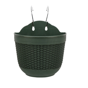 ABS Plastic Glazed Finish Hanging Flower Plant Pots Half Round Plant Holders with S <strong>Hooks</strong> for Fence Balcony or Rails - Product Image 1