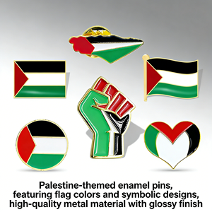 Broche en métal doré personnalisée en gros, motif drapeau palestinien, épinglette émaillée, cadeau, épinglette de la paix - Product Image 1