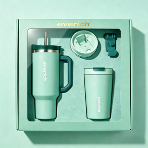 Set Regalo Everich: Tazza da Caffè da 14oz, Tumbler da Viaggio da 40oz in Acciaio Inox con Isolamento Sottovuoto, Manico <span class=keywords><strong>e</strong></span> Coperchio con Cannuccia, Antigoccia - Product Image 6