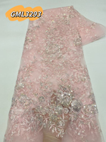 Tissu en dentelle à paillettes de luxe de haute qualité, broderie de paillettes de luxe, tissu en dentelle à perles pour robe de soirée, robe de fête, robe de mariée