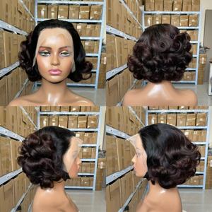 Perruques courtes <span class=keywords><strong>de</strong></span> type pixie 14A en <span class=keywords><strong>cheveux</strong></span> humains, perruques en dentelle 13x4 en <span class=keywords><strong>cheveux</strong></span> humains pour femmes noires, perruques à enfiler, densité 250% - Product Image 4