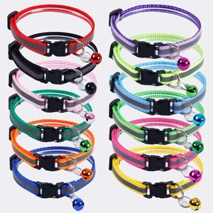 Reflective Pet <b>Collars</b> With Bells Adjustable For Cats And <b>Dogs</b> Small Medium <b>Large</b> Size Stripe Pattern XQ 3020 - Product Image 1