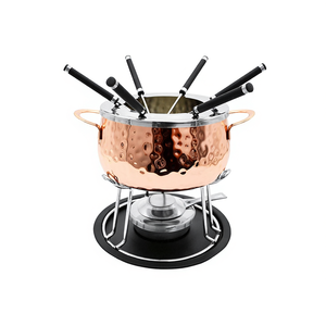 MSER 11-Piece <b>Fondue</b> Set 18/0 Stainless Steel Pot With 6 Forks And Stand For Melting Cheese Or Chocolate - Product Image 2