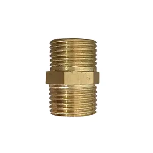 Brass Hose Connector Nipple Pipe Fittings Double Male Threaded Tube Coupling