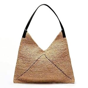 Sac élégant en paille de raphia OEM pour femme, grand sac à bandoulière pour la plage et les fêtes - Product Image 2