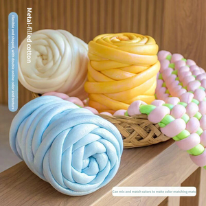 Metalik Özlü Kalın Tüp İplik El Yapımı DIY Örgü Malzemesi Kedi Köpek Yatağı Minderi Yastık Ev Dekorasyonu El Yapımı Örgülü Çanta - Product Image 1