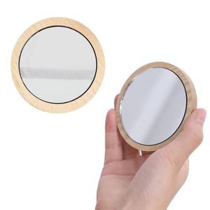 Custom Mirror Wooden Round Handheld <b>Mini</b> Minimalist Logo <b>Printing</b> Creative Mirror for Women - Product Image 4