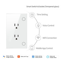 Prise électrique intelligente murale en verre trempé LangYeao 15A US avec interrupteur, Zigbee Wi-Fi Matter 4 couleurs compatible avec Alexa Google Home